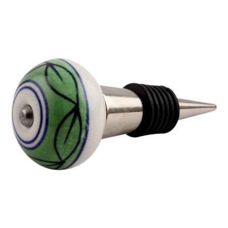 Green Loop Ceramic Wine Stopper (Pack Of One Piece)